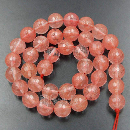 Natural Faceted Rose Cherry Quartz Beads, 4mm 6mm 8mm 10mm 12mm Round Jewelry Gemstone Stone Beads, 15'5 st. For Jewelry making and Beading 