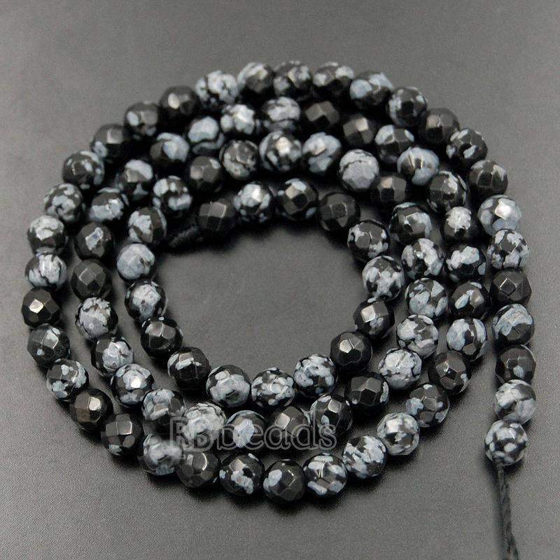 Natural Faceted SnowFlake Jasper Beads, 4-8mm, 15.5'' strand 