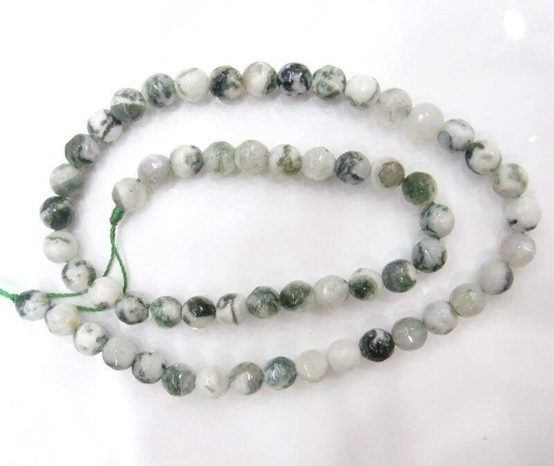 Natural Faceted Tree Agate Beads, Round 6-10mm, 15.5'' inch strand 