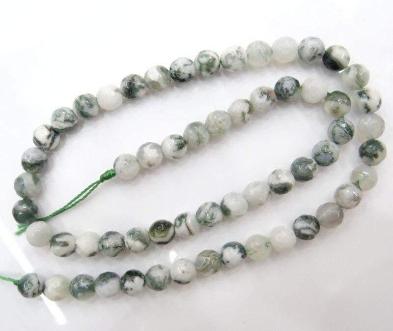 Natural Faceted Tree Agate Beads, Round 6-10mm, 15.5'' inch strand 