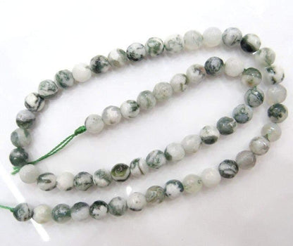 Natural Faceted Tree Agate Beads, Round 6-10mm, 15.5'' inch strand 