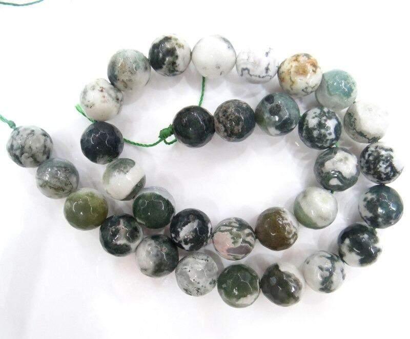 Natural Faceted Tree Agate Beads, Round 6-10mm, 15.5'' inch strand 
