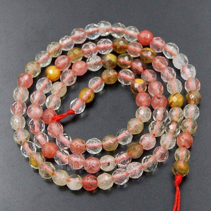 Natural Faceted Volcano Cherry Quartz Beads, 4mm 6mm 8mm 10mm 12mm Round Jewelry Gemstone Stone Beads, For Jewelry making and Beading 