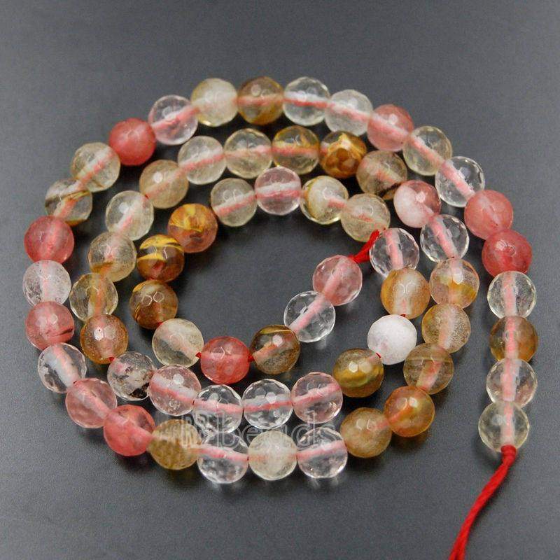 Natural Faceted Volcano Cherry Quartz Beads, 4mm 6mm 8mm 10mm 12mm Round Jewelry Gemstone Stone Beads, For Jewelry making and Beading 