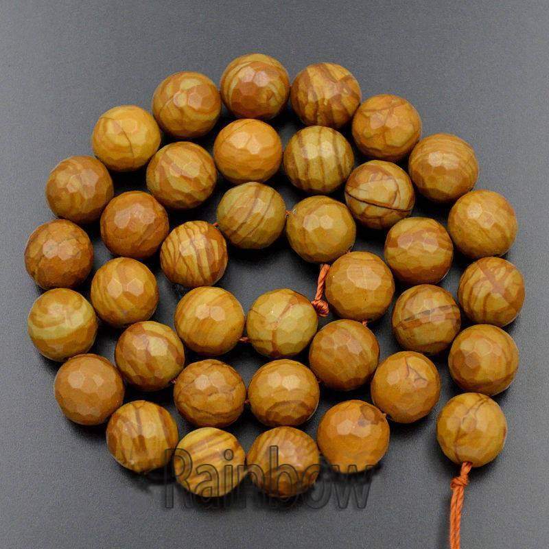 Natural Faceted Wood Vein Jasper Brown Beads, 4-10mm, 15.5'' strand 