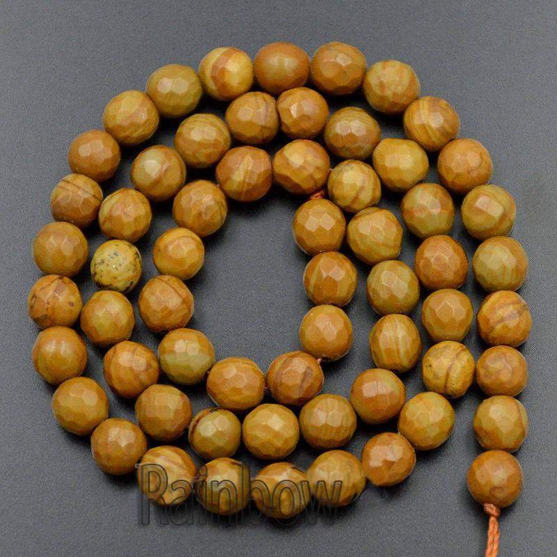 Natural Faceted Wood Vein Jasper Brown Beads, 4-10mm, 15.5'' strand 