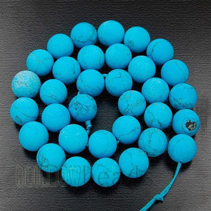 Natural Frosted Blue Turquoise Beads, Matte Gemstone Beads, Stone Round Natural Beads, 4mm 6mm 8mm 10mm 12mm 15' strand 