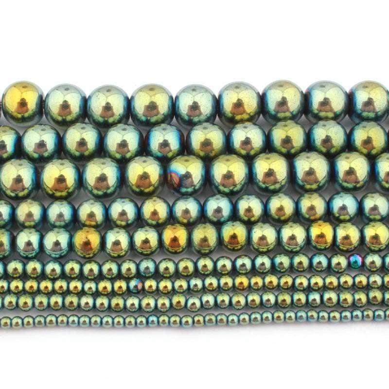 Natural Green Hematite Beads, 2-10mm Round  15.5''' full strand 