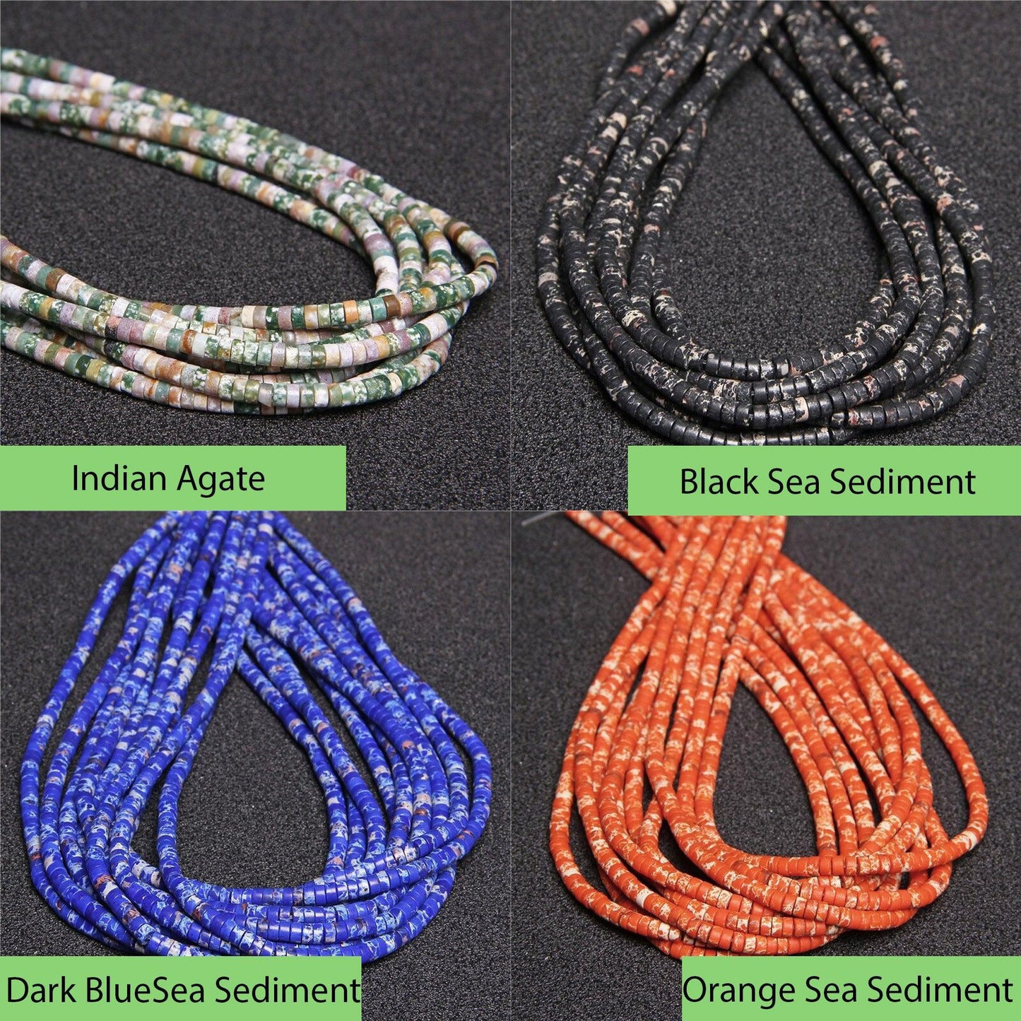 Natural heishi gemstone beads, 4mm disc tyre stone turquoise jasper, semiprecious stones on strand 