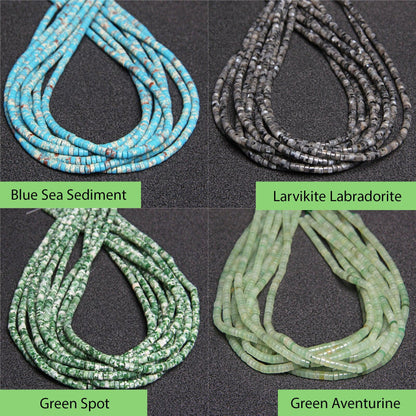 Natural heishi gemstone beads, 4mm disc tyre stone turquoise jasper, semiprecious stones on strand 