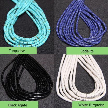 Natural heishi gemstone beads, 4mm disc tyre stone turquoise jasper, semiprecious stones on strand 