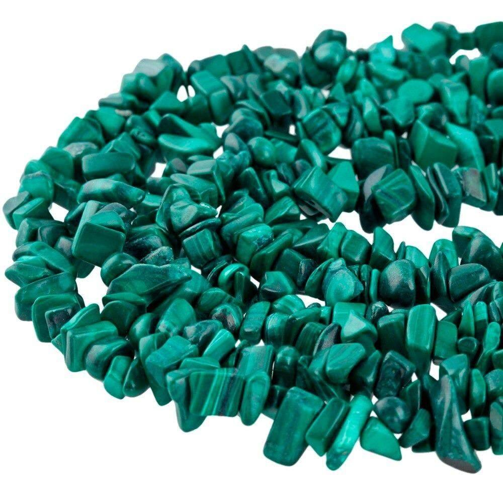 Natural Malachite Chip Beads, Smooth Gemstone, 5~8mm 34 Inc per strand, Wholesale 