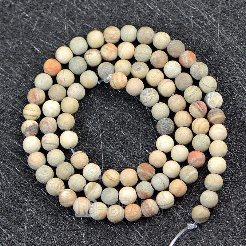 Natural Matte Frosted Silver Leaf Jasper beads, 4-2mm, 15.5'' strand 