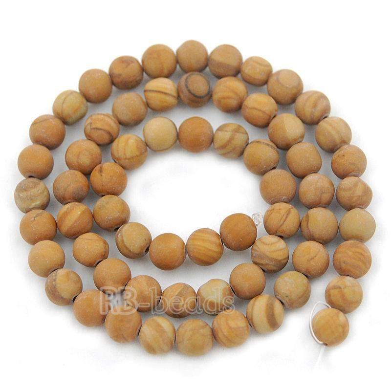 Natural matte frosted Wood Grain Jasper Brown Beads,  4- 10mm 