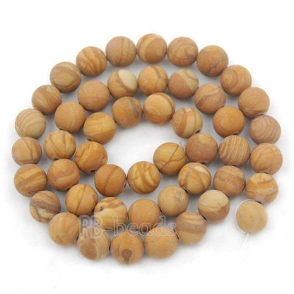 Natural matte frosted Wood Grain Jasper Brown Beads,  4- 10mm 