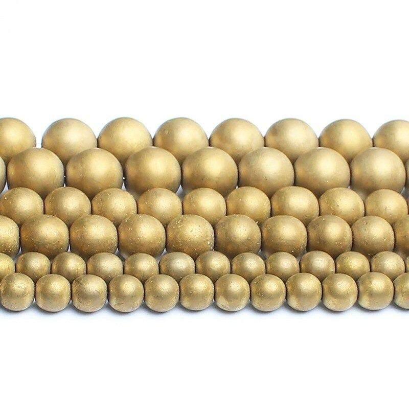 Natural Matte Gold Hematite Beads, Round, 15.5'' inch strand 