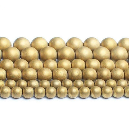 Natural Matte Gold Hematite Beads, Round, 15.5'' inch strand 