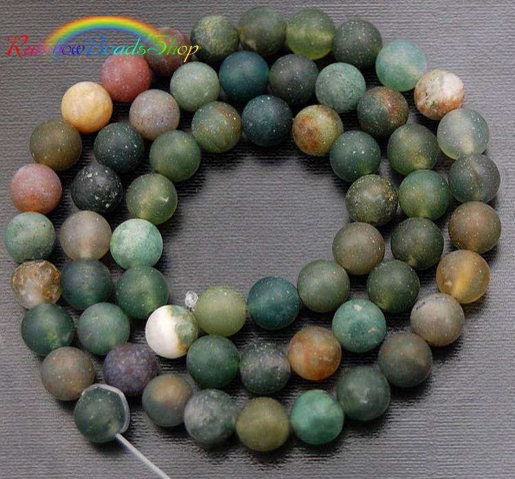 Natural Matte Indian Agate beads,  4-12mm round, 15.5'' inch strand 