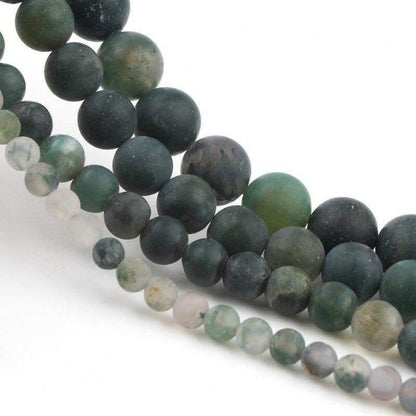 Natural Matte Moss Agate Beads, 4-12mm round, 15.5'' full strand 