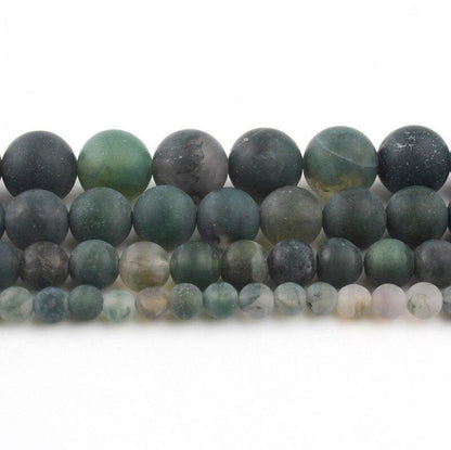 Natural Matte Moss Agate Beads, 4-12mm round, 15.5'' full strand 