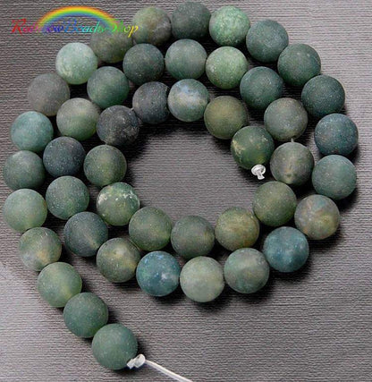 Natural Matte Moss Agate Beads, 4-12mm round, 15.5'' full strand 