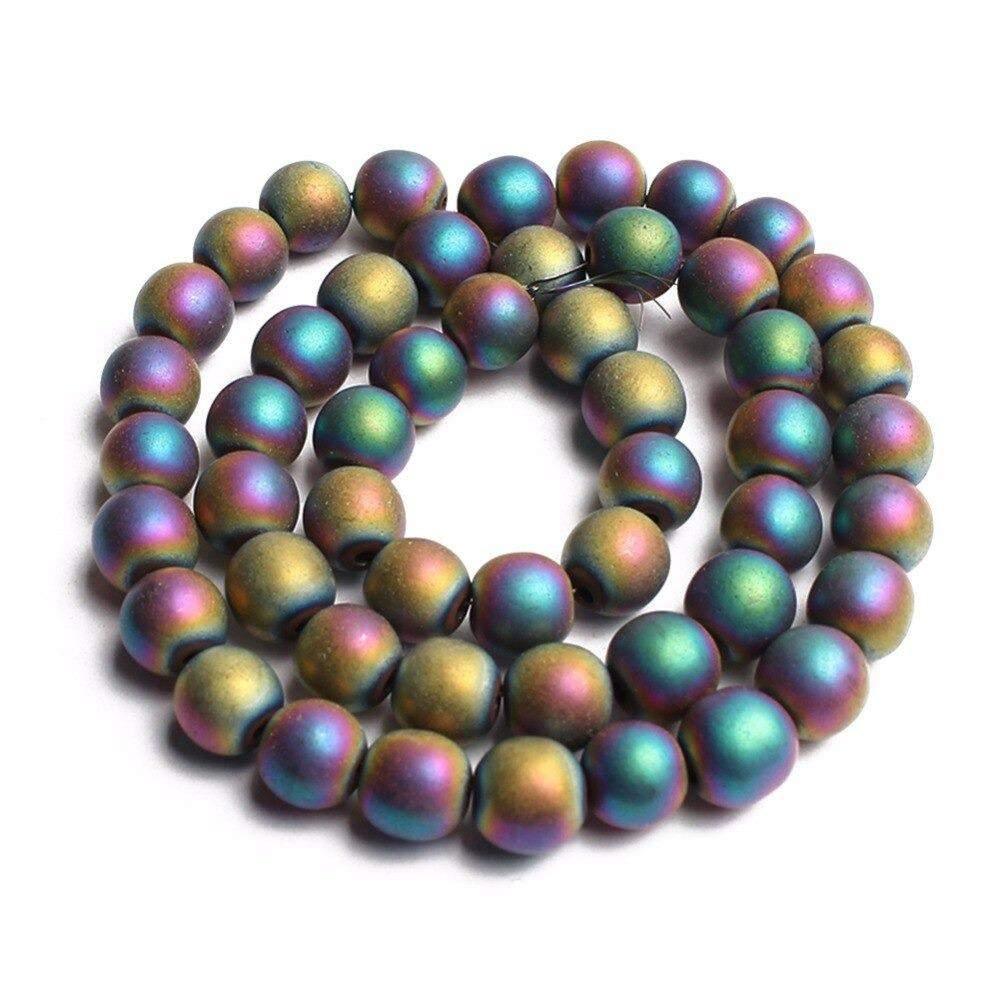 Natural Matte Multi Color Hematite Beads, Round, 15.5'' inch strand 