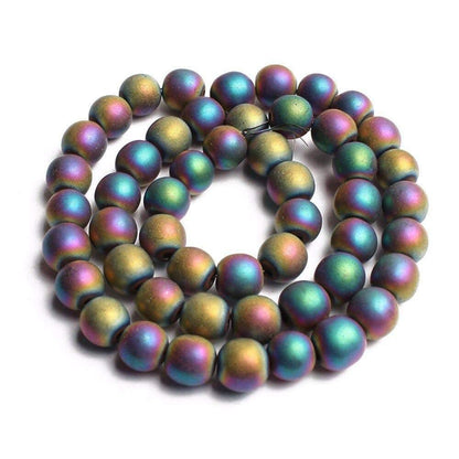 Natural Matte Multi Color Hematite Beads, Round, 15.5'' inch strand 