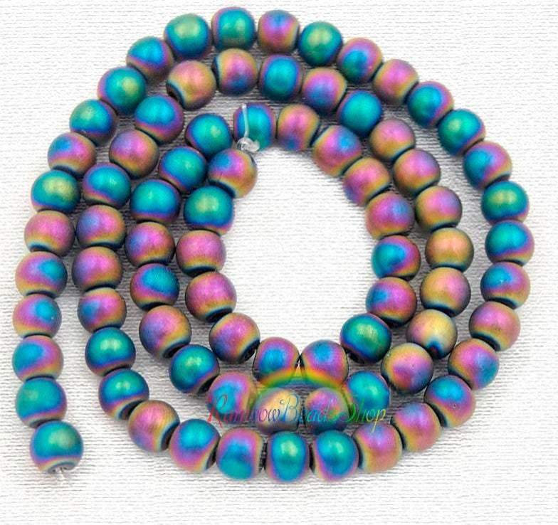 Natural Matte Multi Color Hematite Beads, Round, 15.5'' inch strand 