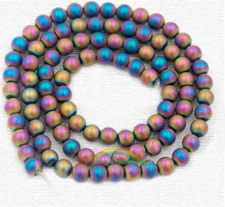 Natural Matte Multi Color Hematite Beads, Round, 15.5'' inch strand 