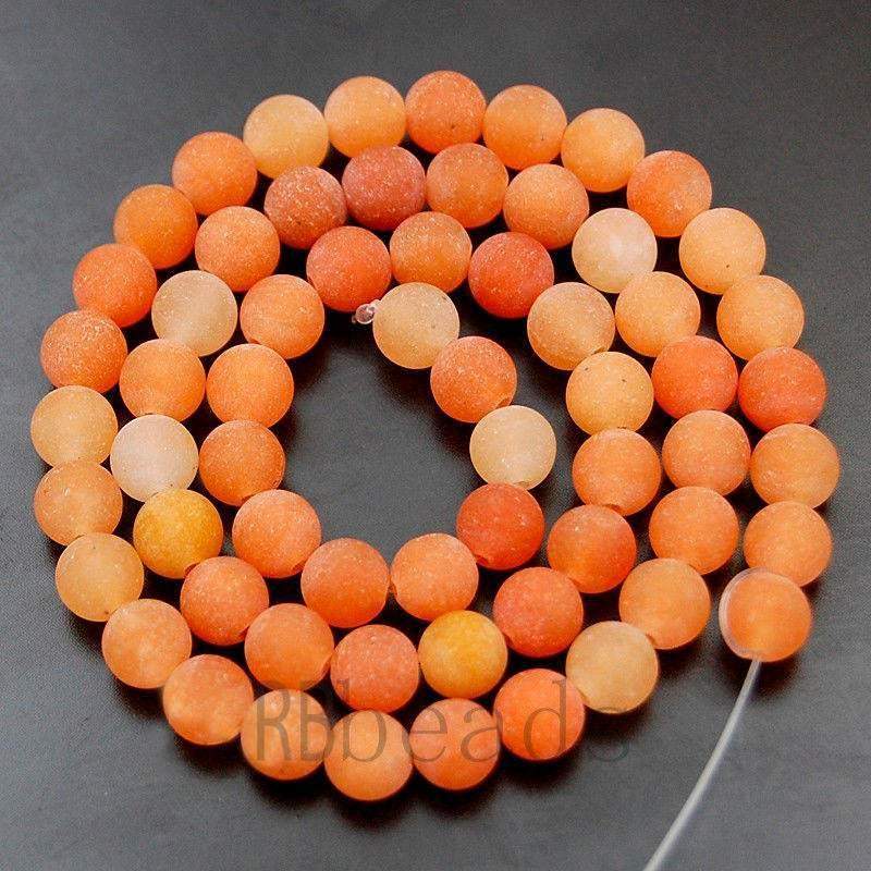 Natural Matte Red Orange Aventurine Beads, 4-12mm, Round, 15.5 str. 
