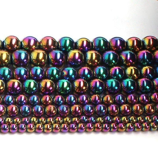 Natural Multi Color Hematite Beads, 2-10mm  Round   15.5''' full strand 