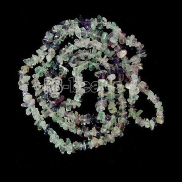 Natural Multicolor Fluorite Beads, Chip,  5~8mm 34 Inc strand 