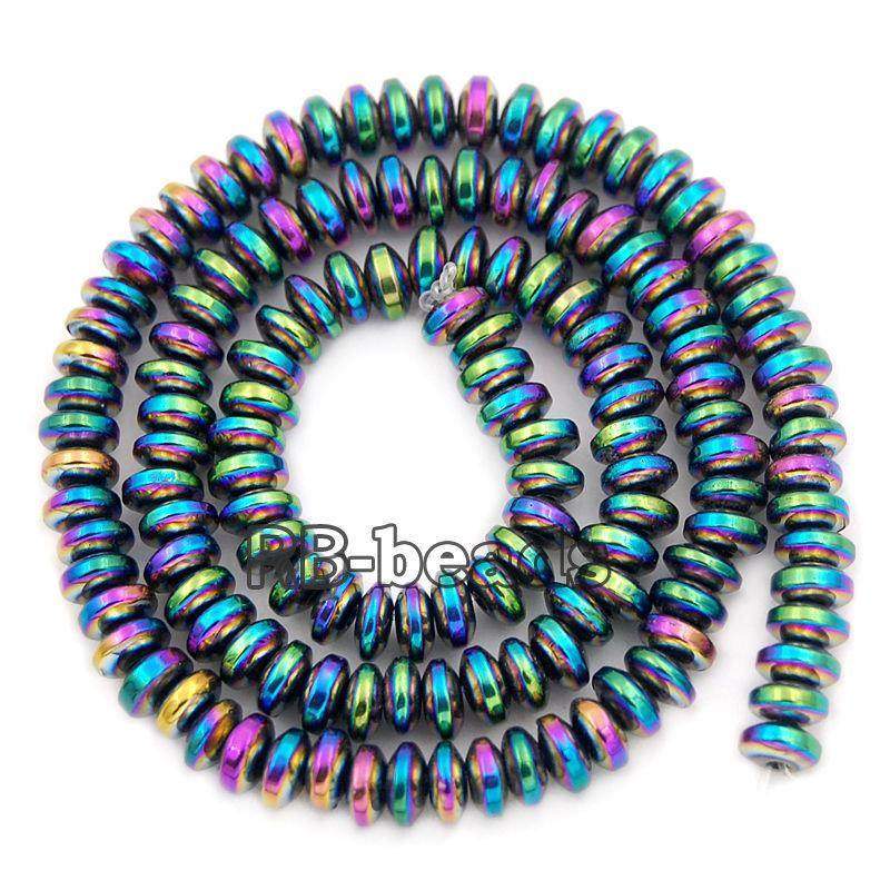 Natural Multicolor Hematite Rondelle Beads,  2-10mm  16'' strand 