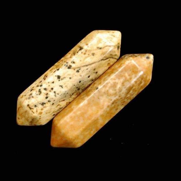 Natural Picture Jasper double gemstone wand double chakra Healing crystal hexagonal Stone 