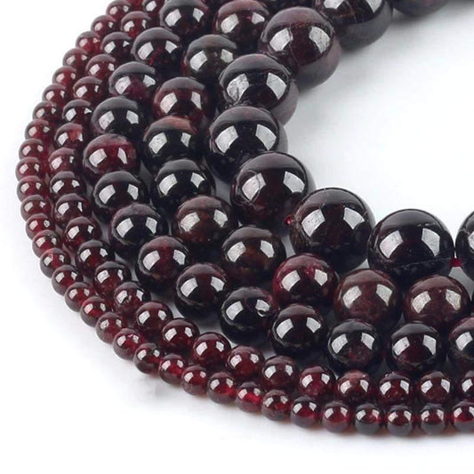 Natural Red Garnet Beads, Round, 15.5'' inch strand 