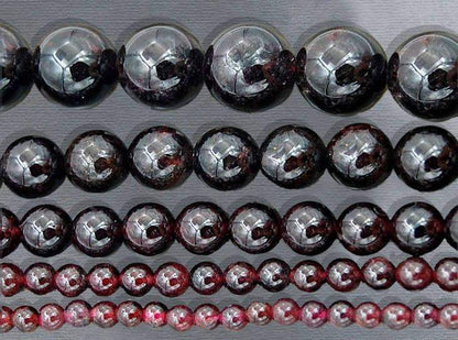 Natural Red Garnet Beads, Round, 15.5'' inch strand 