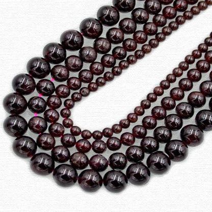 Natural Red Garnet Beads, Round, 15.5'' inch strand 