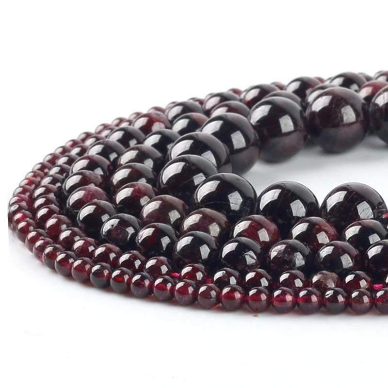 Natural Red Garnet Beads, Round, 15.5'' inch strand 