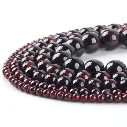 Natural Red Garnet Beads, Round, 15.5'' inch strand 