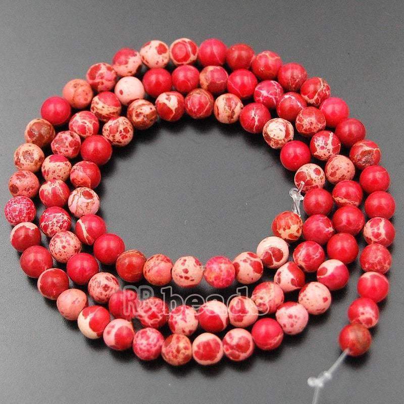 Natural Red Sea Sediment Jasper Beads, Round 4-12mm, 15.5 strand 