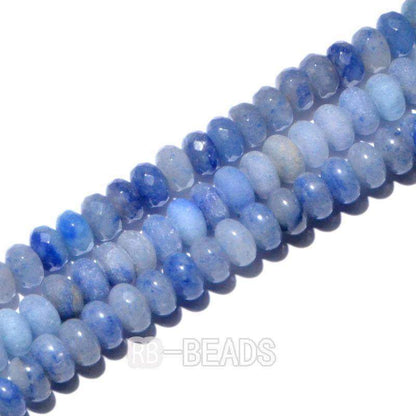 Natural Rondelle Blue Aventurine Beads, Smooth Matte and Faceted 
