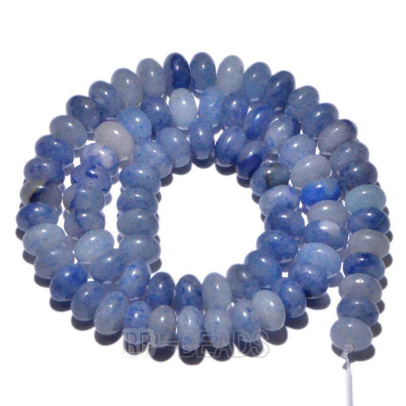 Natural Rondelle Blue Aventurine Beads, Smooth Matte and Faceted 