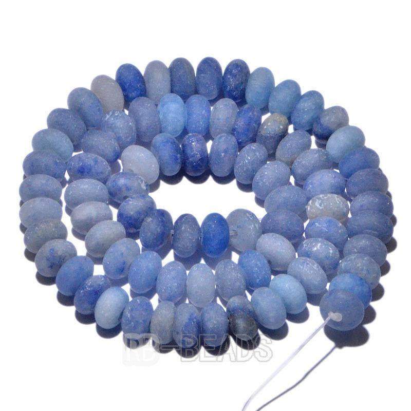 Natural Rondelle Blue Aventurine Beads, Smooth Matte and Faceted 