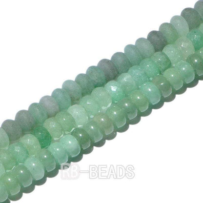 Natural Rondelle Green Aventurine Beads, Smooth Matte and Faceted 