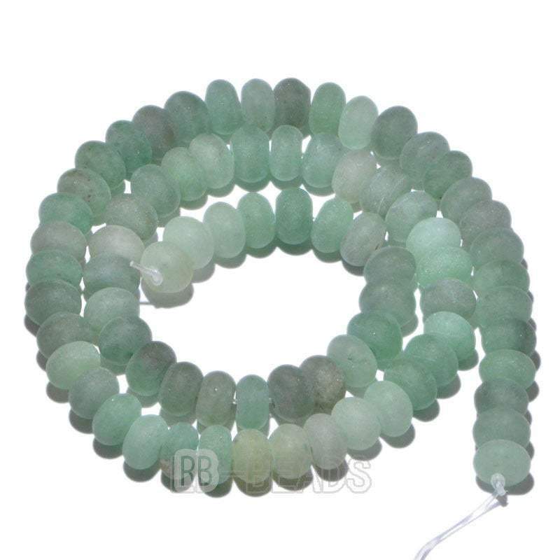 Natural Rondelle Green Aventurine Beads, Smooth Matte and Faceted 