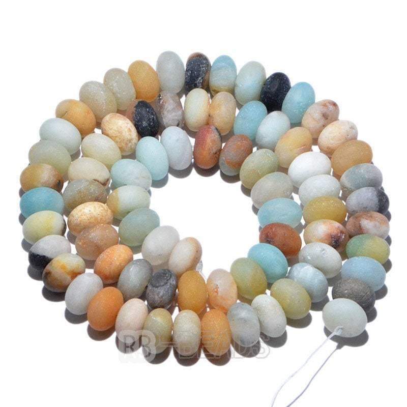 Natural Rondelle Multi color Amazonite Beads, Smooth Matte and Faceted 