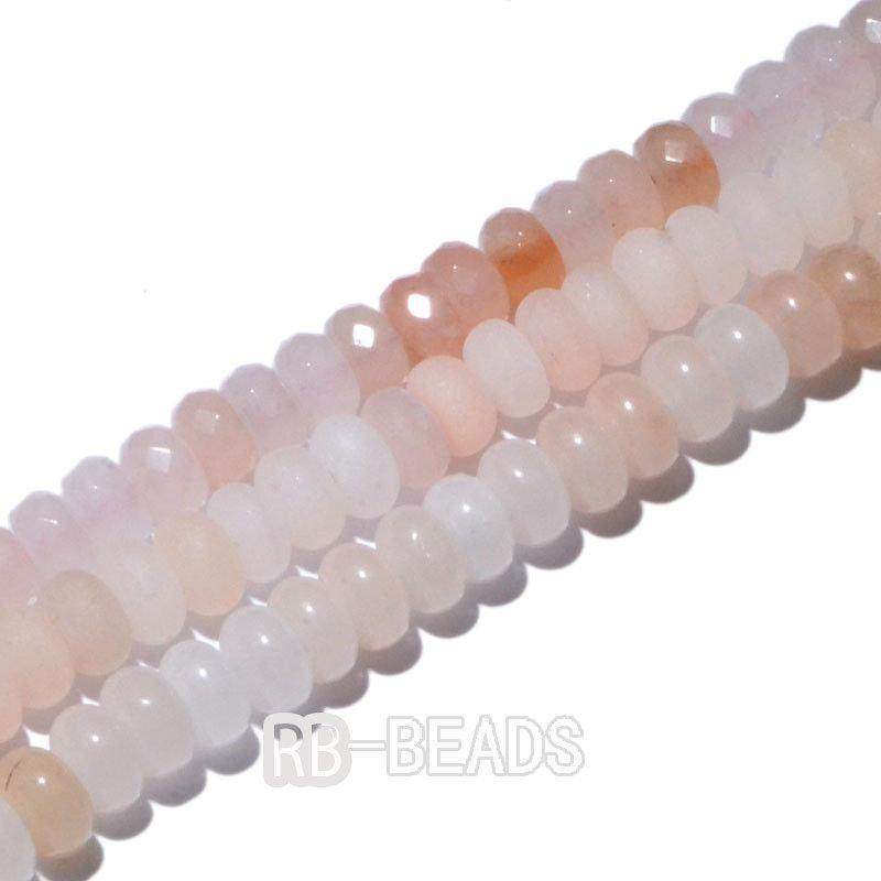 Natural Rondelle Pink Aventurine Beads, Smooth Matte and Faceted 