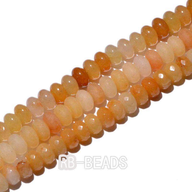 Natural Rondelle Yellow Aventurine Beads, Smooth Matte and Faceted 