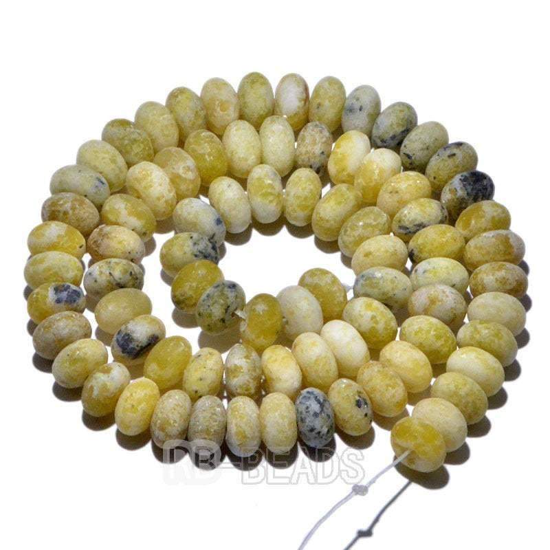 Natural Rondelle yellow Jasper Beads, Smooth Matte and Faceted 