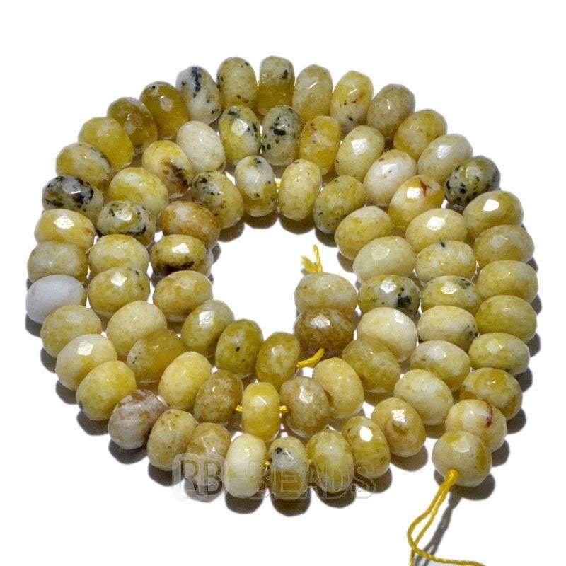 Natural Rondelle yellow Jasper Beads, Smooth Matte and Faceted 